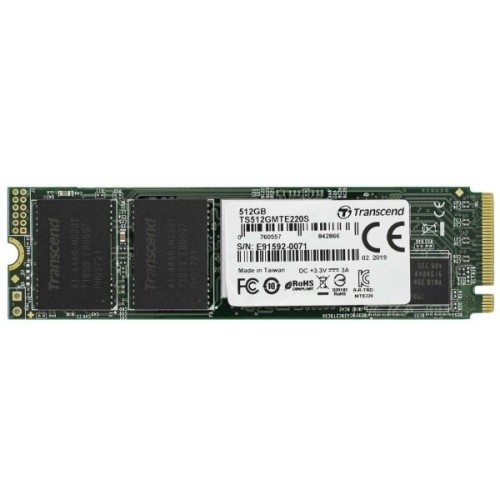 Твердотельный диск 512GB Transcend MTE220S, 3D TLC NAND, M.2, PCI-E 4x [ R/W - 2800/3500 MB/s]